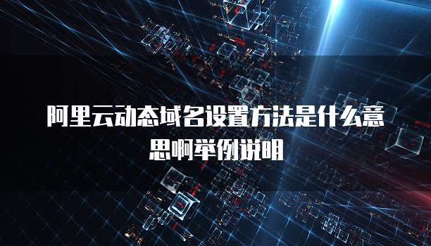 阿里云动态域名设置方法是什么意思啊举例说明