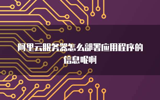 阿里云服务器怎么部署应用程序的信息呢啊