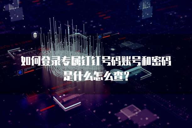 如何登录专属钉钉号码账号和密码是什么怎么查?