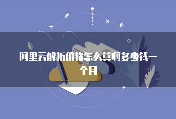 阿里云解析价格怎么算啊多少钱一个月