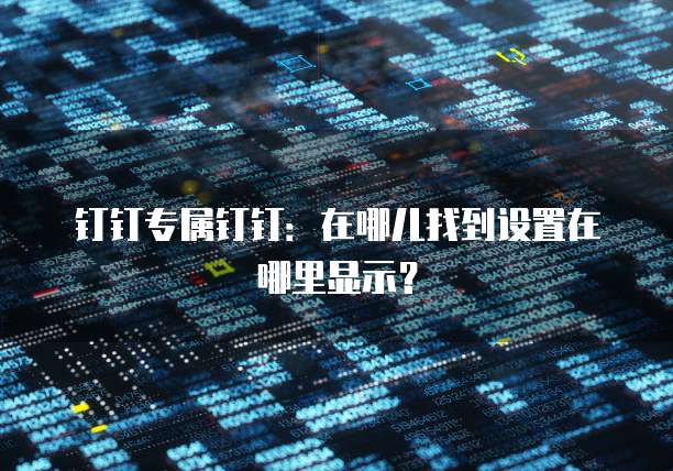 钉钉专属钉钉:在哪儿找到设置在哪里显示?