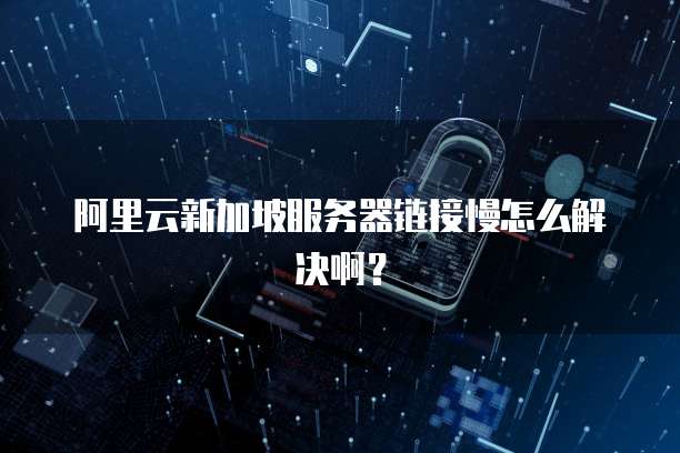 阿里云新加坡服务器链接慢怎么解决啊？