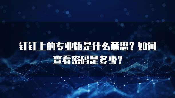 钉钉上的专业版是什么意思?如何查看密码是多少?
