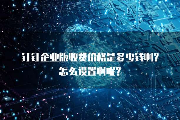 钉钉企业版收费价格是多少钱啊？怎么设置啊呢？