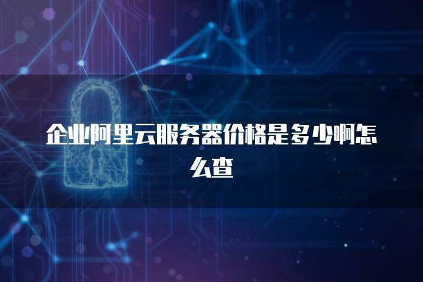 企业阿里云服务器价格是多少啊怎么查