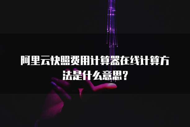 阿里云快照费用计算器在线计算方法是什么意思?