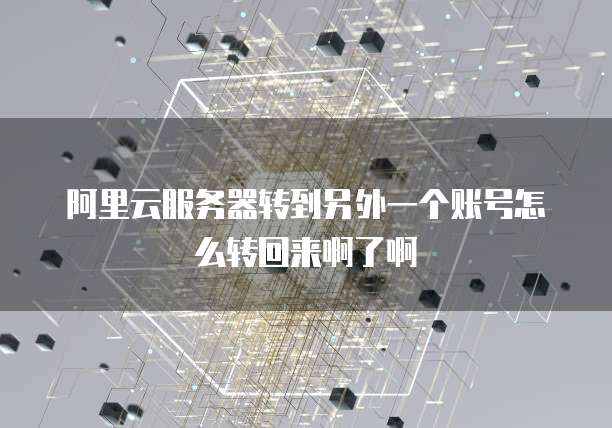 阿里云服务器转到另外一个账号怎么转回来啊了啊