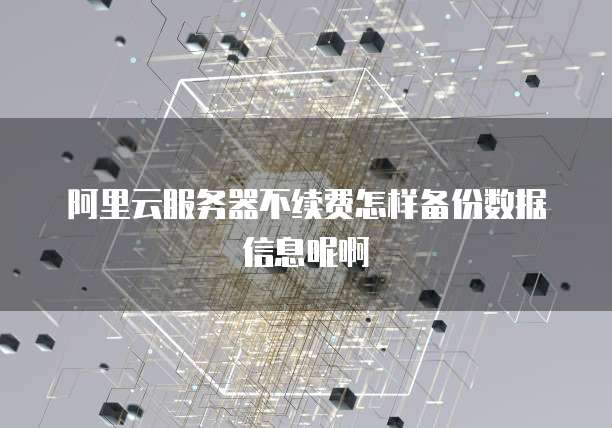 阿里云服务器不续费怎样备份数据信息呢啊