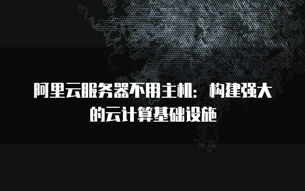 阿里云服务器不用主机:构建强大的云计算基础设施