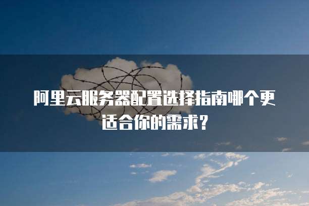 阿里云服务器配置选择指南哪个更适合你的需求?