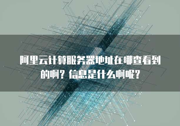 阿里云计算服务器地址在哪查看到的啊?信息是什么啊呢?