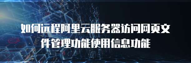 如何远程阿里云服务器访问网页文件管理功能使用信息功能