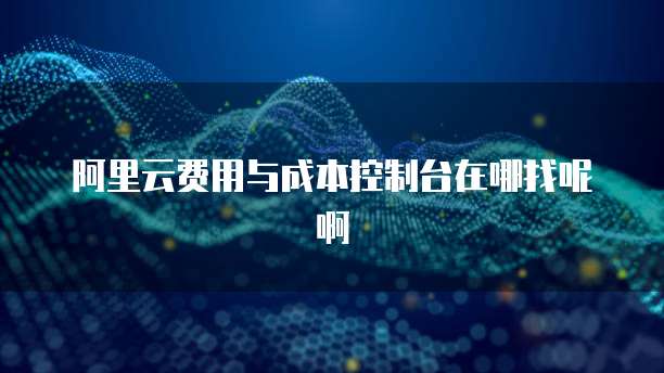 阿里云费用与成本控制台在哪找呢啊