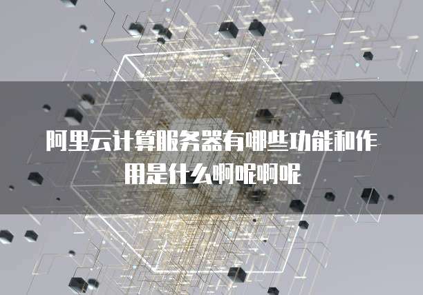 阿里云计算服务器有哪些功能和作用是什么啊呢啊呢
