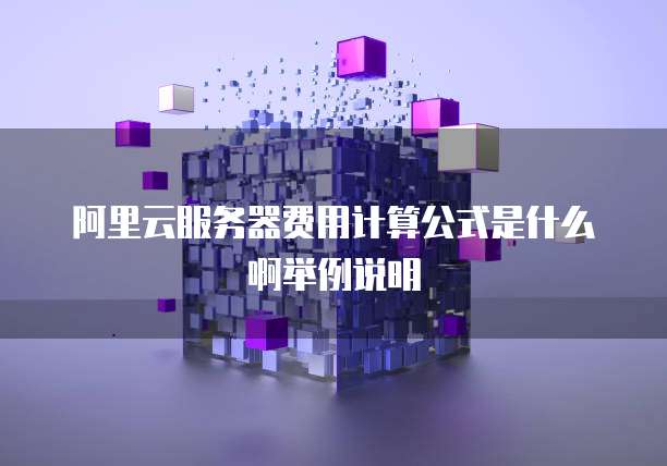 阿里云服务器费用计算公式是什么啊举例说明