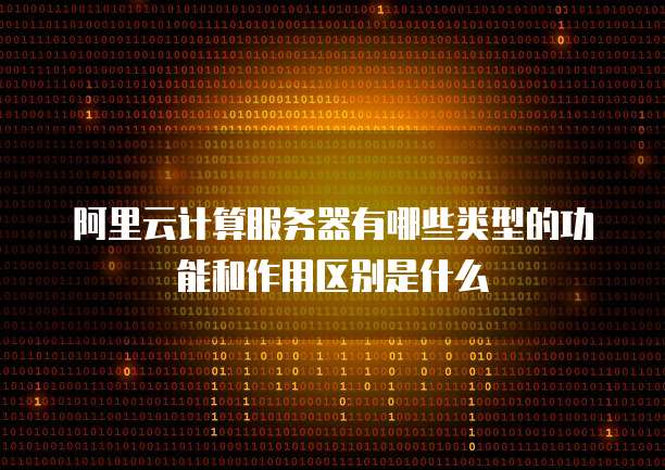 阿里云计算服务器有哪些类型的功能和作用区别是什么