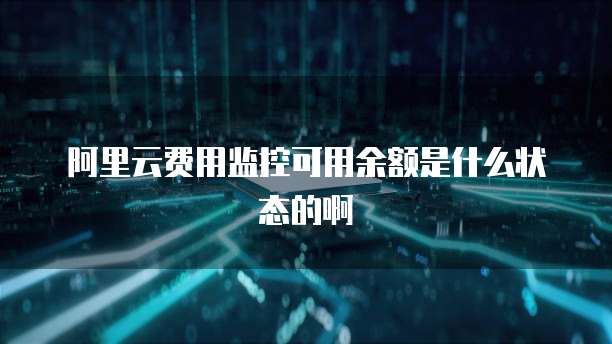阿里云费用监控可用余额是什么状态的啊