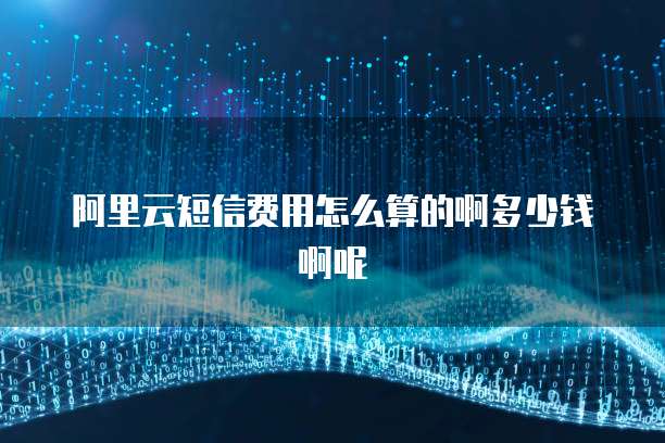 阿里云短信费用怎么算的啊多少钱啊呢