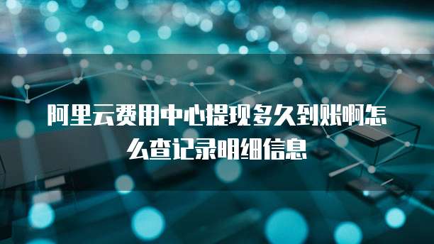 阿里云费用中心提现多久到账啊怎么查记录明细信息