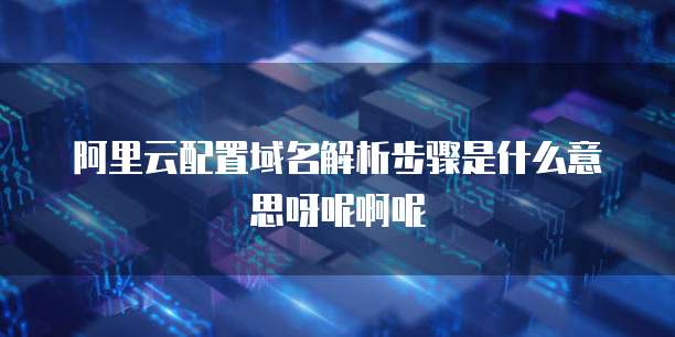 阿里云配置域名解析步骤是什么意思呀呢啊呢