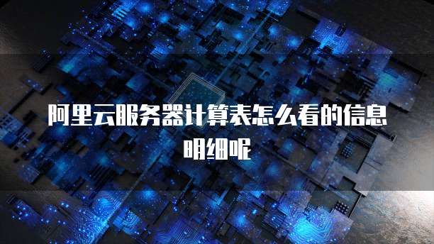 阿里云服务器计算表怎么看的信息明细呢