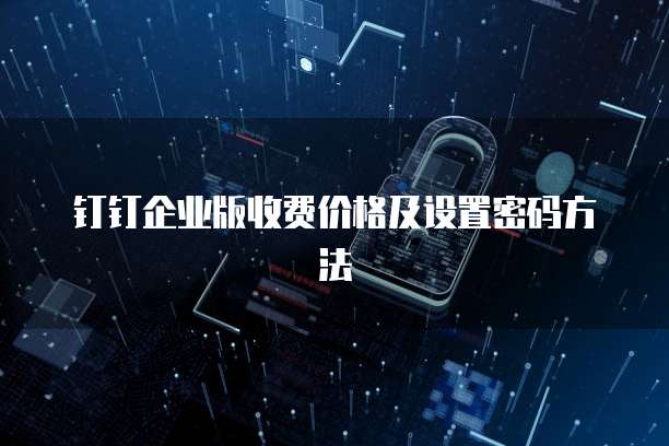 钉钉企业版收费价格及设置密码方法