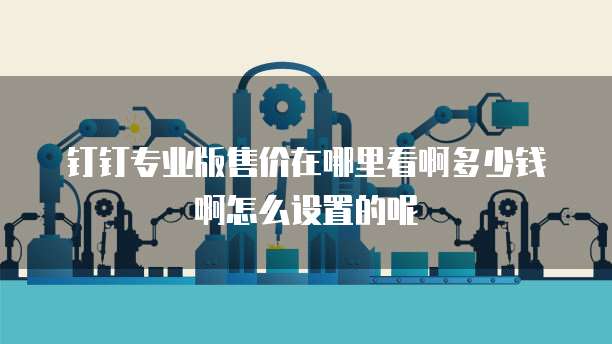 钉钉专业版售价在哪里看啊多少钱啊怎么设置的呢