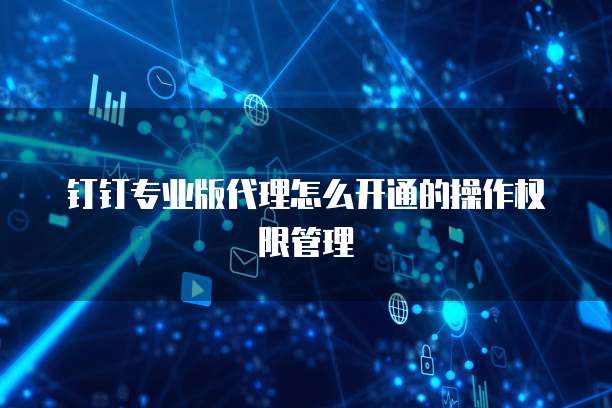 钉钉专业版代理怎么开通的操作权限管理
