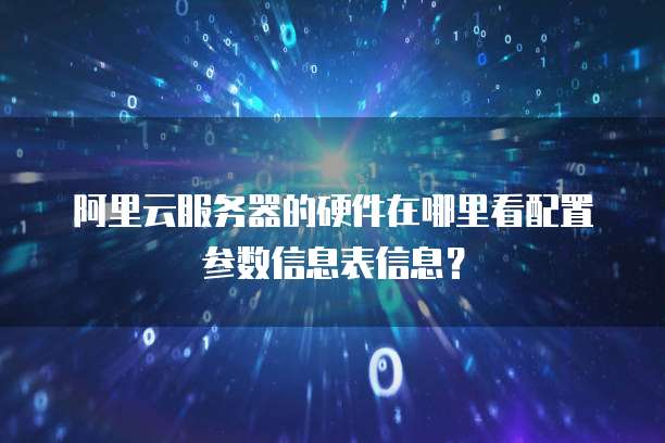 阿里云服务器的硬件在哪里看配置参数信息表信息?