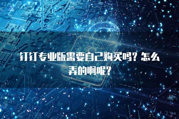 钉钉专业版需要自己购买吗？怎么弄的啊呢？