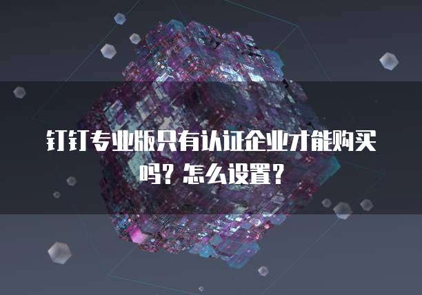 钉钉专业版只有认证企业才能购买吗？怎么设置？