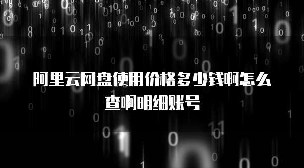 阿里云网盘使用价格多少钱啊怎么查啊明细账号