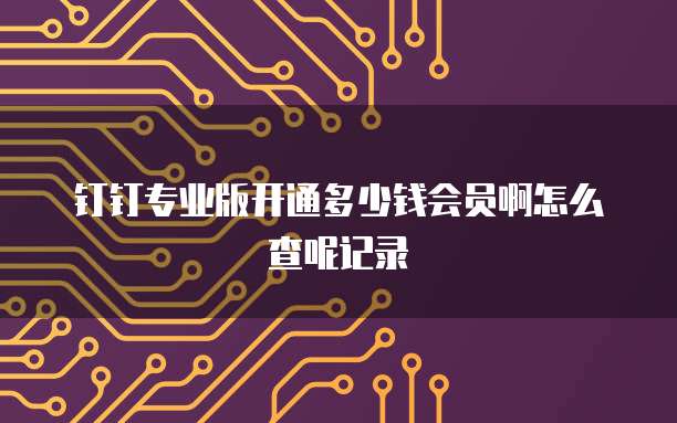 钉钉专业版开通多少钱会员啊怎么查呢记录