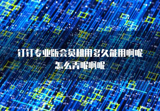 钉钉专业版会员租用多久能用啊呢怎么弄呢啊呢