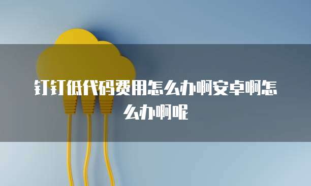 钉钉低代码费用怎么办啊安卓啊怎么办啊呢