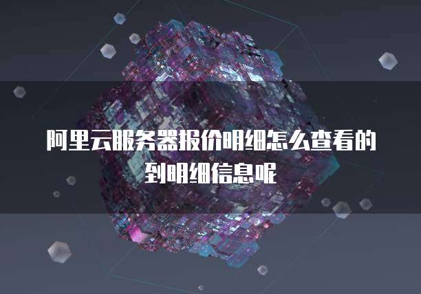 阿里云服务器报价明细怎么查看的到明细信息呢