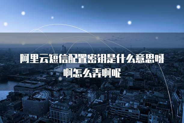 阿里云短信配置密钥是什么意思呀啊怎么弄啊呢
