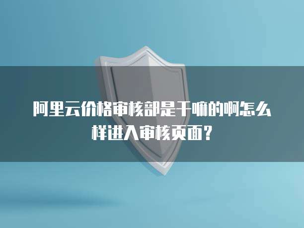 阿里云价格审核部是干嘛的啊怎么样进入审核页面?