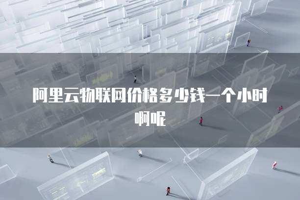 阿里云物联网价格多少钱一个小时啊呢