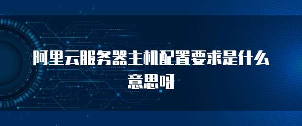 阿里云服务器主机配置要求是什么意思呀