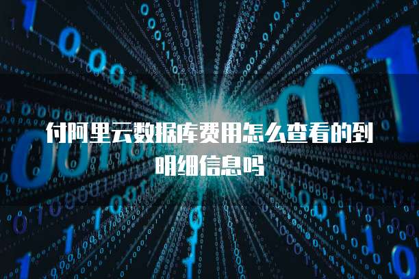 付阿里云数据库费用怎么查看的到明细信息吗