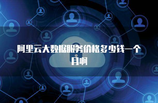 阿里云大数据服务价格多少钱一个月啊
