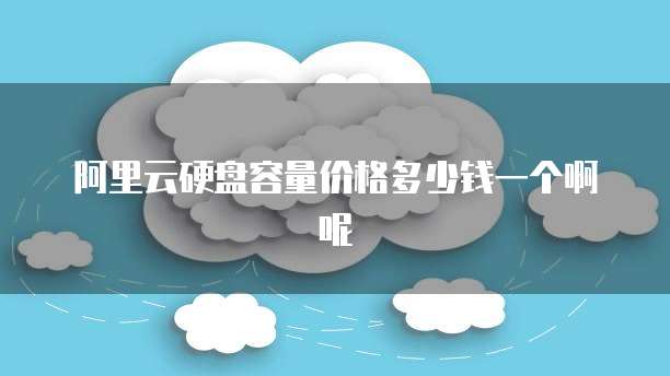 阿里云硬盘容量价格多少钱一个啊呢
