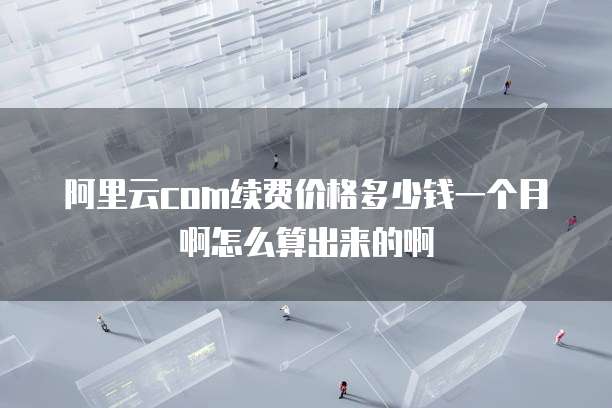 阿里云com续费价格多少钱一个月啊怎么算出来的啊