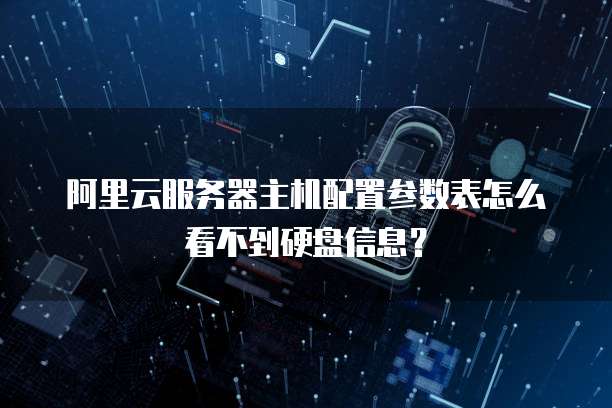 阿里云服务器主机配置参数表怎么看不到硬盘信息?