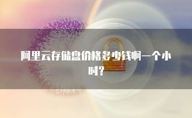阿里云存储盘价格多少钱啊一个小时?