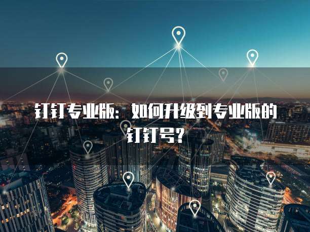 钉钉专业版:如何升级到专业版的钉钉号?