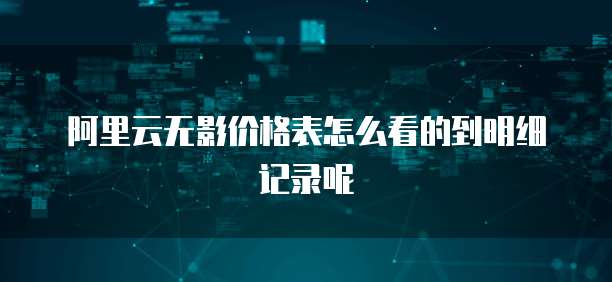 阿里云无影价格表怎么看的到明细记录呢