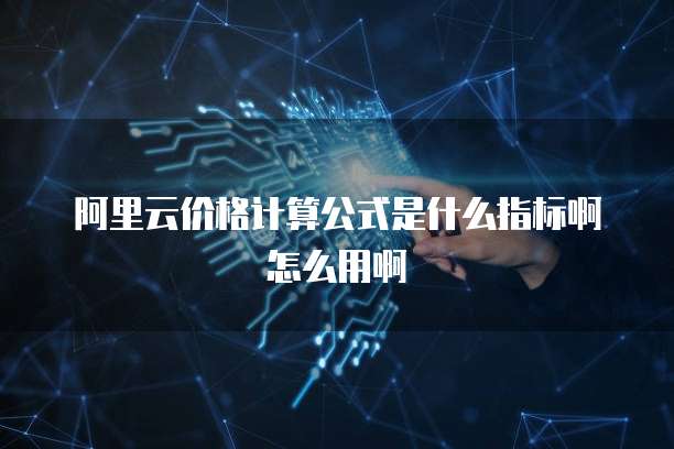 阿里云价格计算公式是什么指标啊怎么用啊