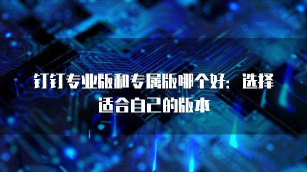 钉钉专业版和专属版哪个好:选择适合自己的版本
